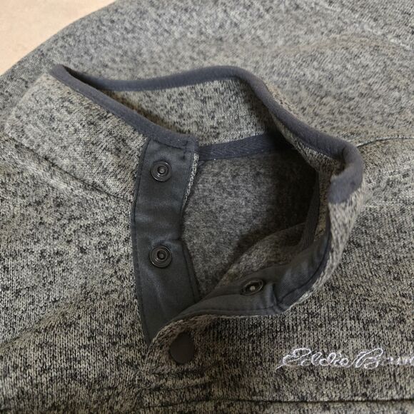Eddie Bauer Men’s Size Small Radiator Fleece Snap Front Pullover Gray Mock Neck - Picture 7 of 8